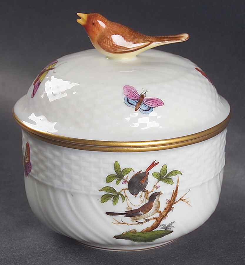 Rothschild Bird (RO) Mini Sugar Bowl & Lid by Herend-1