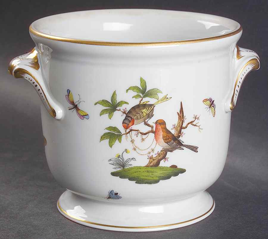 Rothschild Bird (RO) 4" Cachepot w/Handles by Herend-1
