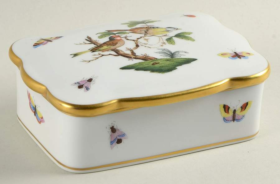 Rothschild Bird (RO) Cigarette Box & Lid by Herend-1