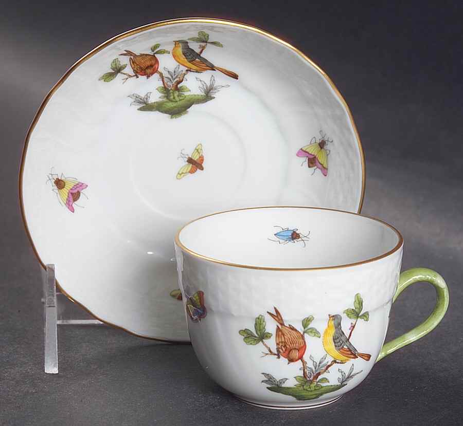 Rothschild Bird (RO) Flat Demitasse Cup & Saucer Set by Herend-1