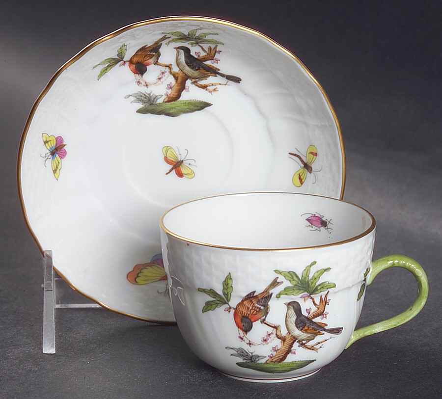 Rothschild Bird (RO) Flat Demitasse Cup & Saucer Set by Herend-1