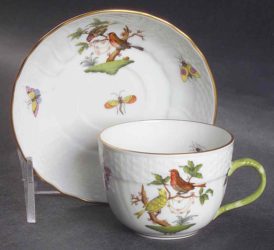 Rothschild Bird (RO) Flat Demitasse Cup & Saucer Set by Herend-1