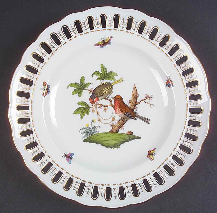 Rothschild Bird (RO) 9" Pierced Plate by Herend-1