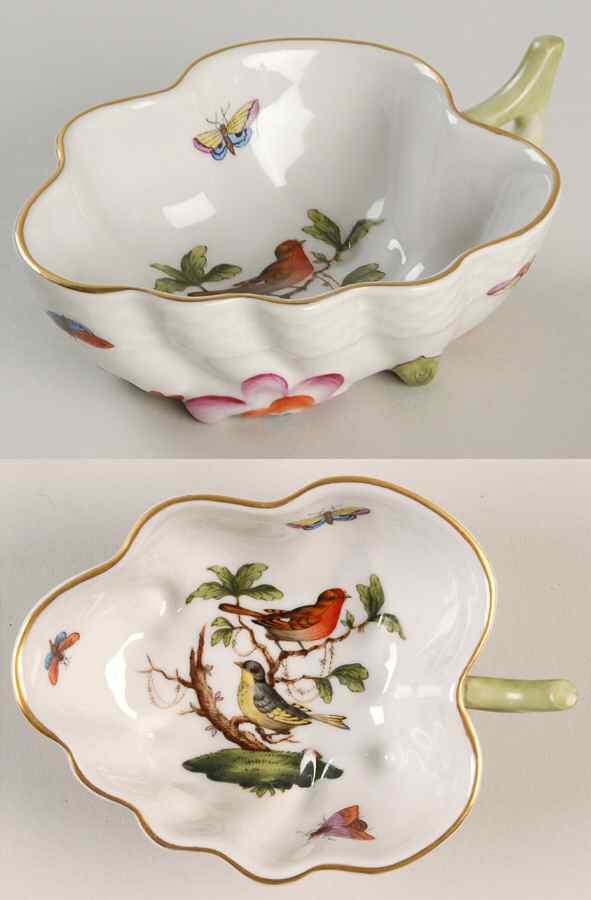 Rothschild Bird (RO) 4" Leaf Dish by Herend-1