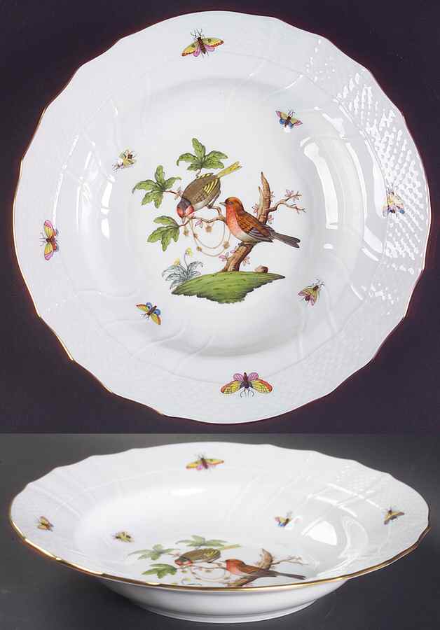 Rothschild Bird (RO) Large Rim Soup Bowl by Herend-1