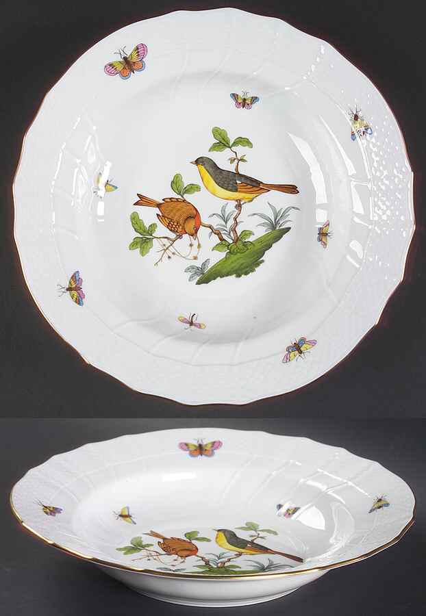 Rothschild Bird (RO) Large Rim Soup Bowl by Herend-1