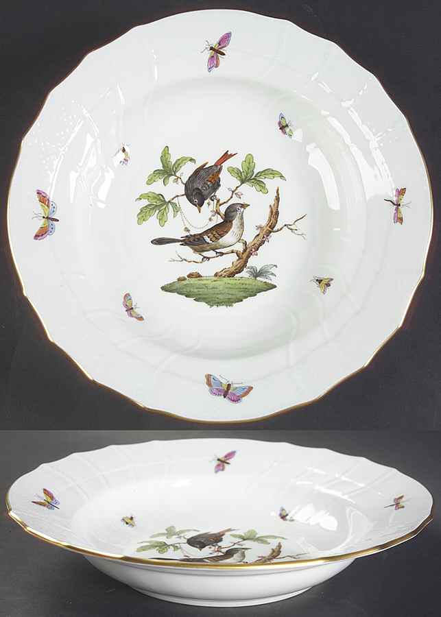 Rothschild Bird (RO) Large Rim Soup Bowl by Herend-1