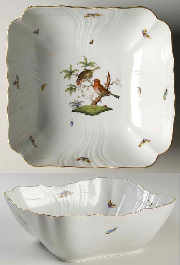 Rothschild Bird (RO) 10" Square Salad Serving Bowl by Herend-1