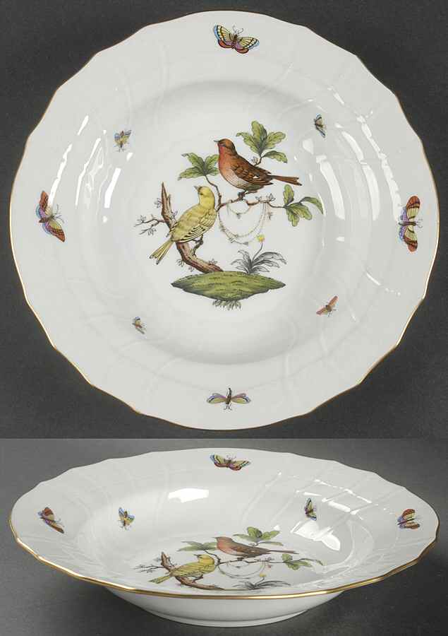 Rothschild Bird (RO) Large Rim Soup Bowl by Herend-1