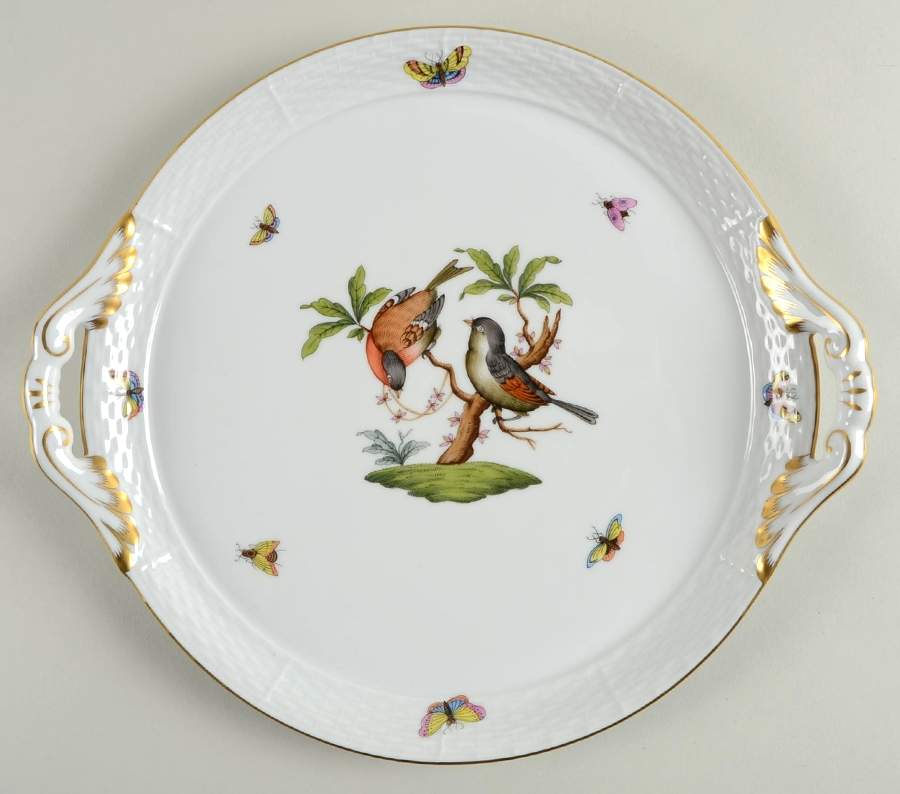 Rothschild Bird (RO) 11" Round Handled Tray by Herend-1