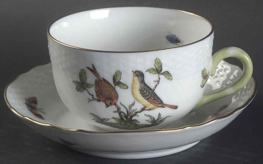 Rothschild Bird (RO) Flat Cup & Saucer Set by Herend-1