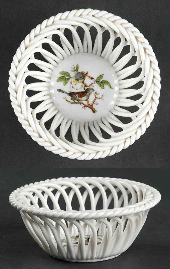 Rothschild Bird (RO) 3" Round Open Weave Basket by Herend-1