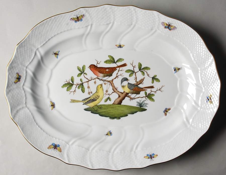 Rothschild Bird (RO) 16" Oval Serving Platter by Herend-1