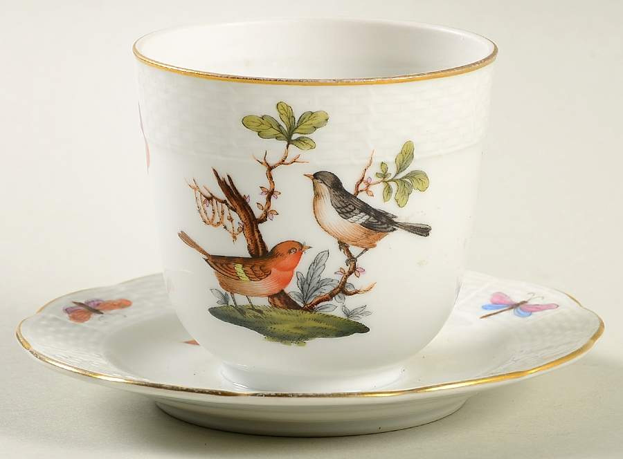 Rothschild Bird (RO) Jam/Jelly w/Attached Underplate No Lid by Herend-1
