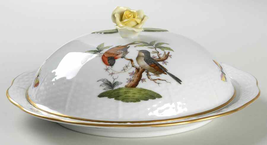 Rothschild Bird (RO) Muffin Dish & Lid by Herend-1