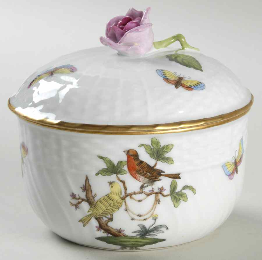 Rothschild Bird (RO) Sugar Bowl & Lid by Herend-1