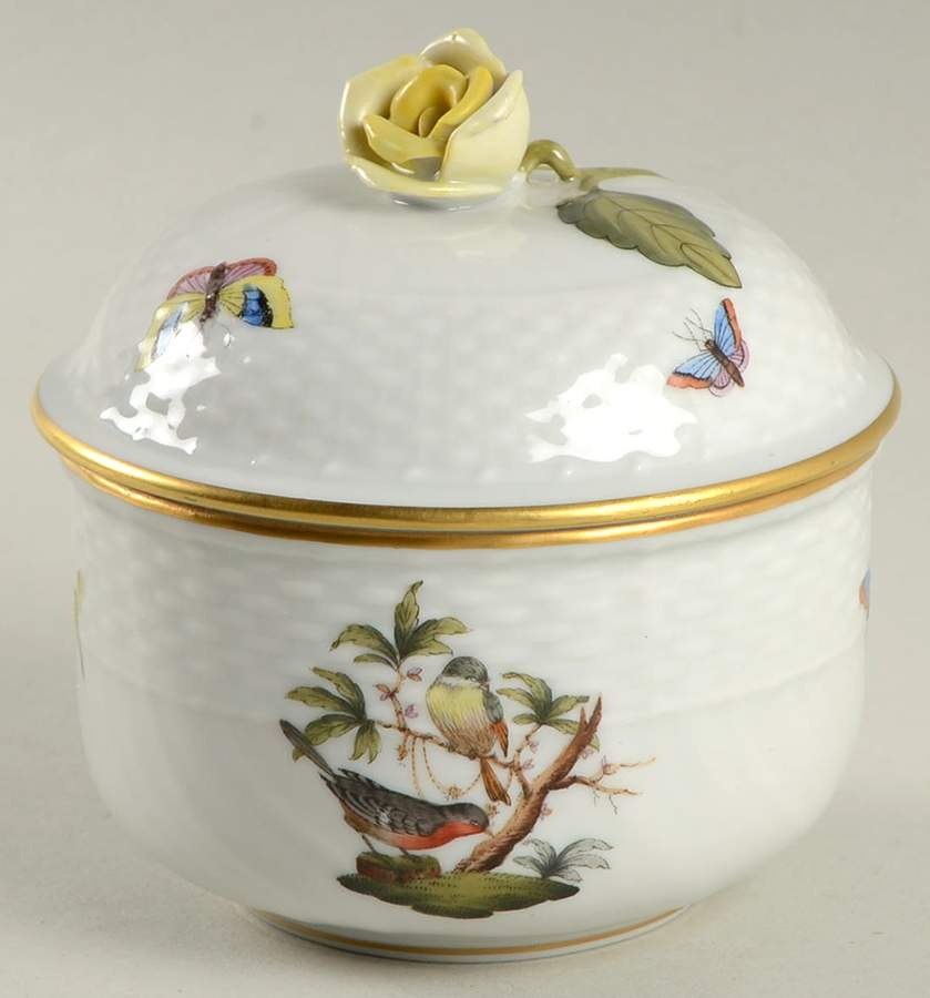 Rothschild Bird (RO) Sugar Bowl & Lid by Herend-1