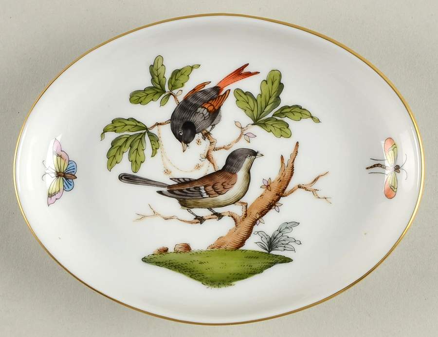 Rothschild Bird (RO) 4" Oval Ashtray by Herend-1