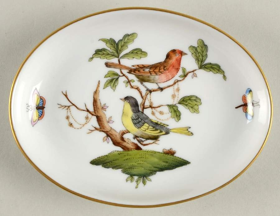 Rothschild Bird (RO) 4" Oval Ashtray by Herend-1