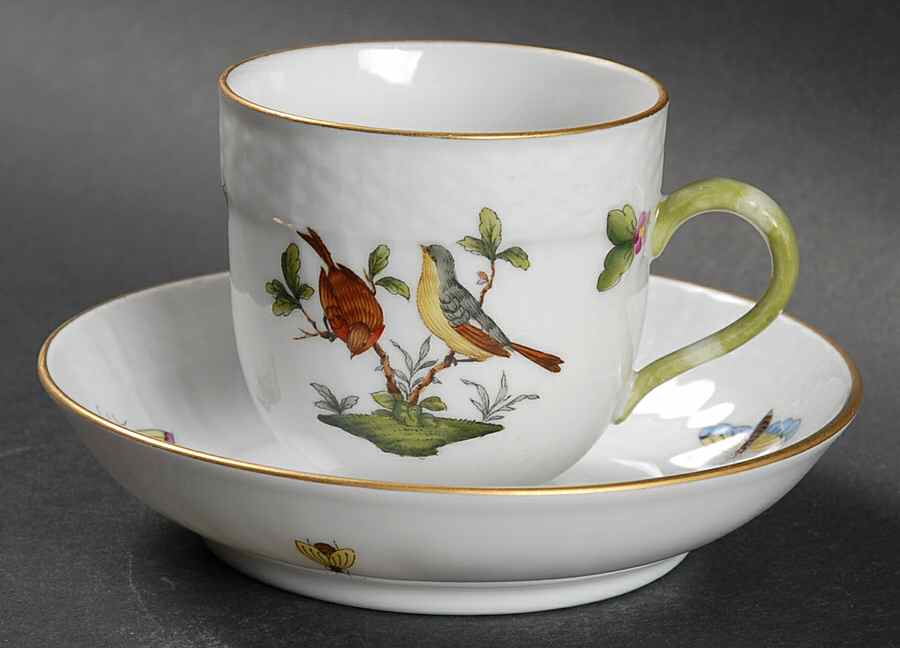 Rothschild Bird (RO) Flat Demitasse Cup & Saucer Set by Herend-1