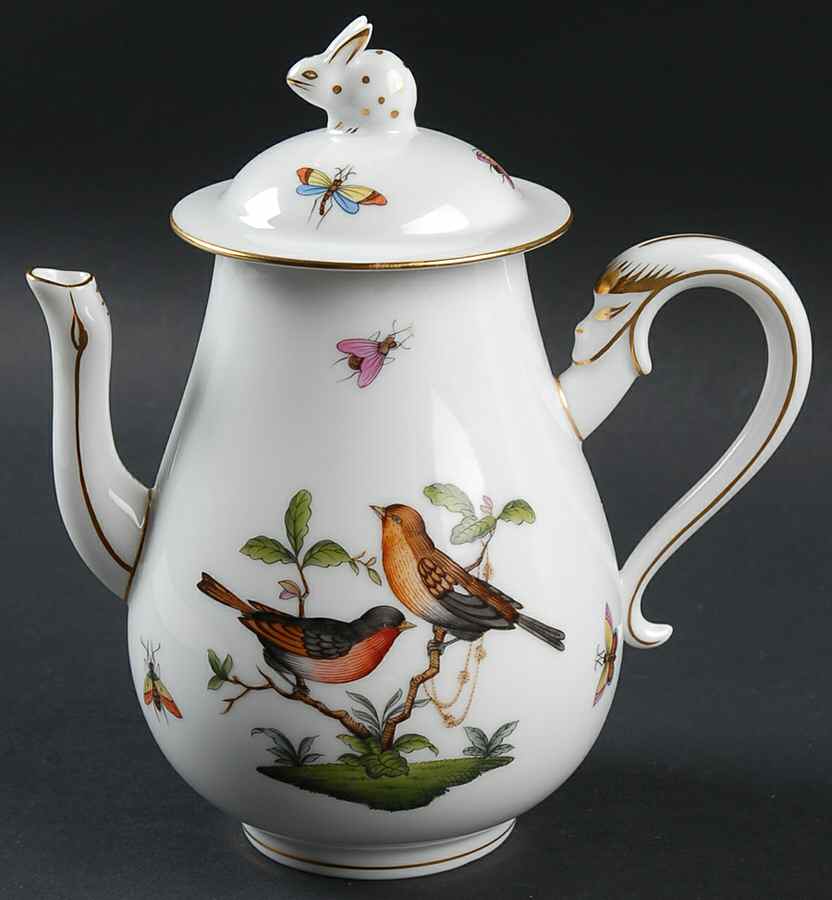Rothschild Bird (RO) Individual Coffee Pot & Lid by Herend-1