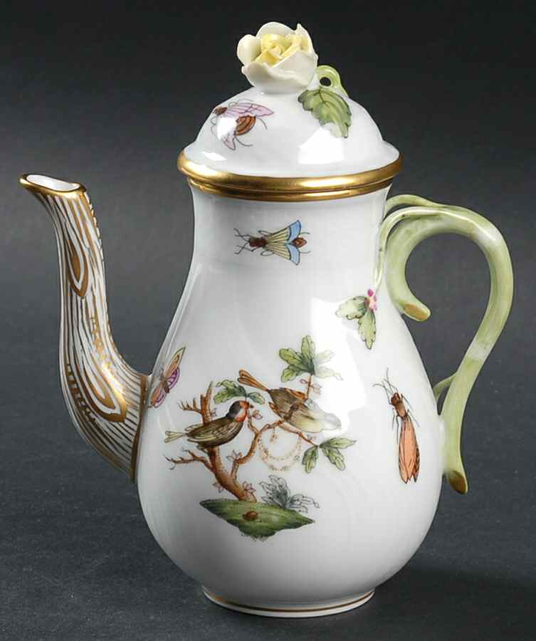 Rothschild Bird (RO) Miniature Coffee Pot & Lid by Herend-1