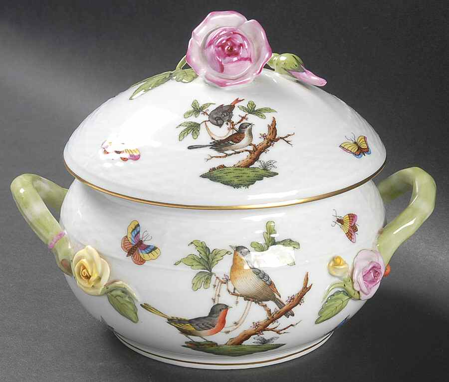 Rothschild Bird (RO) Bean Pot & Lid by Herend-1