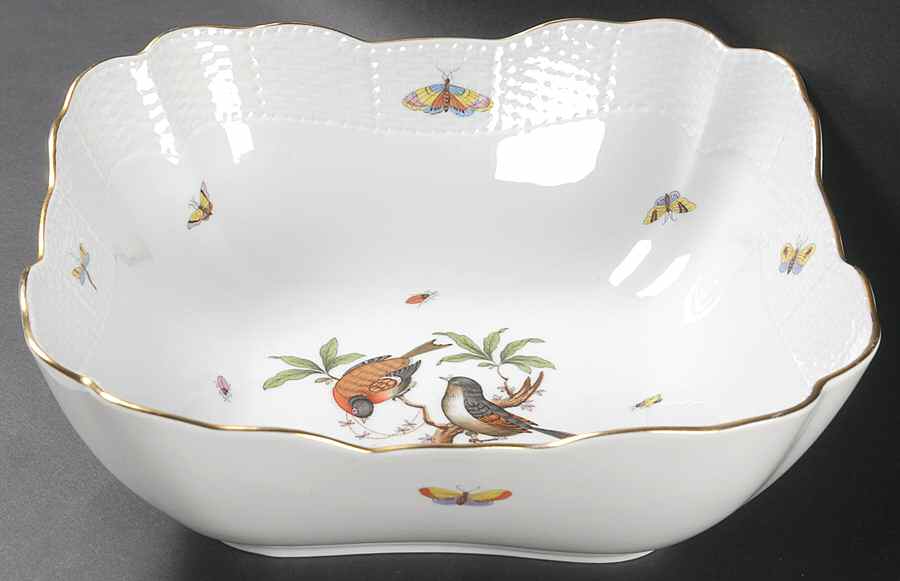 Rothschild Bird (RO) 10" Square Salad Serving Bowl by Herend-1