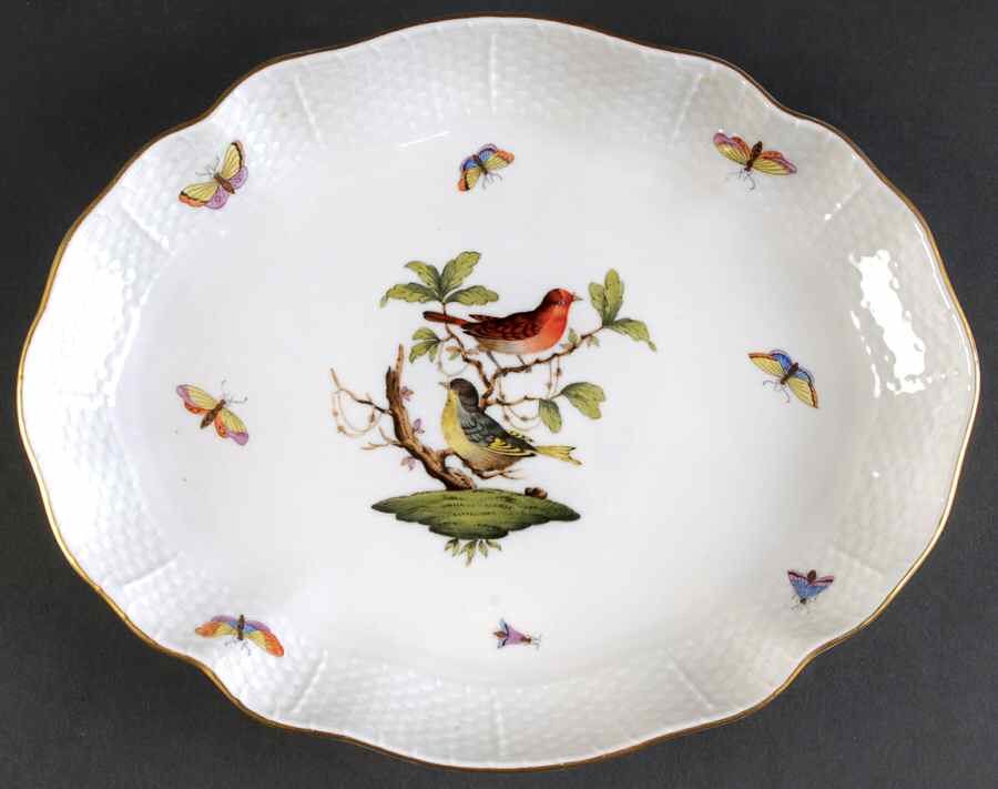 Rothschild Bird (RO) 10" Oval Dish by Herend-1