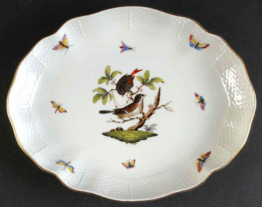 Rothschild Bird (RO) 10" Oval Dish by Herend-1