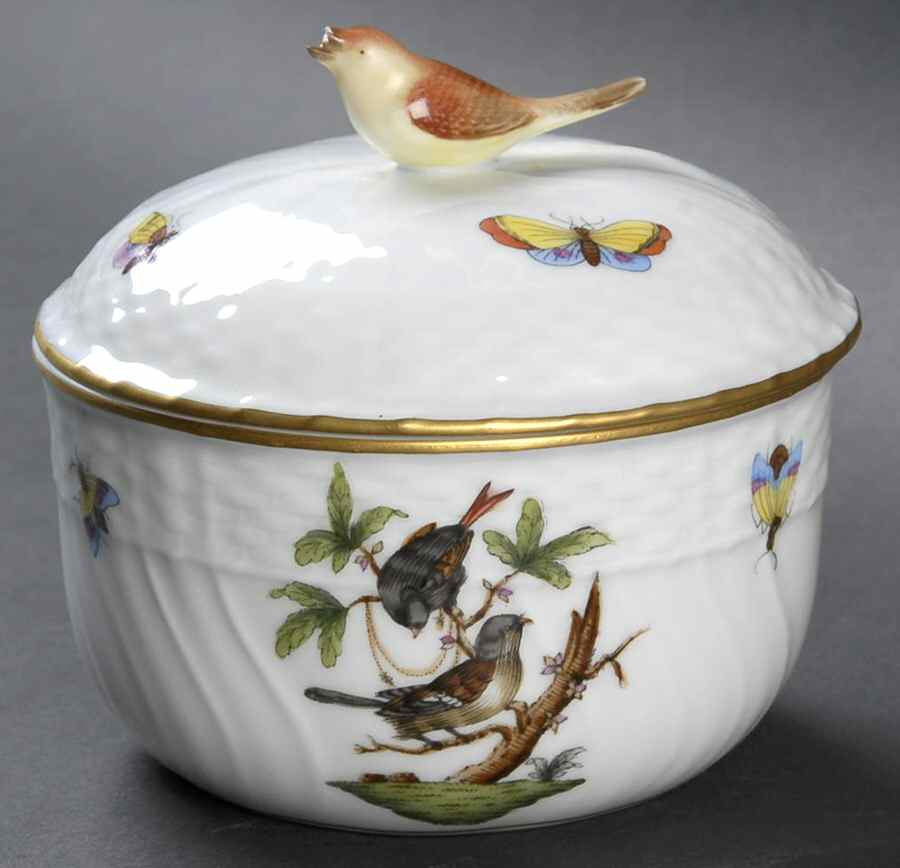 Rothschild Bird (RO) Sugar Bowl & Lid by Herend-1