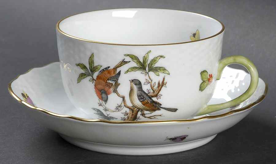 Rothschild Bird (RO) Flat Cup & Saucer Set by Herend-1