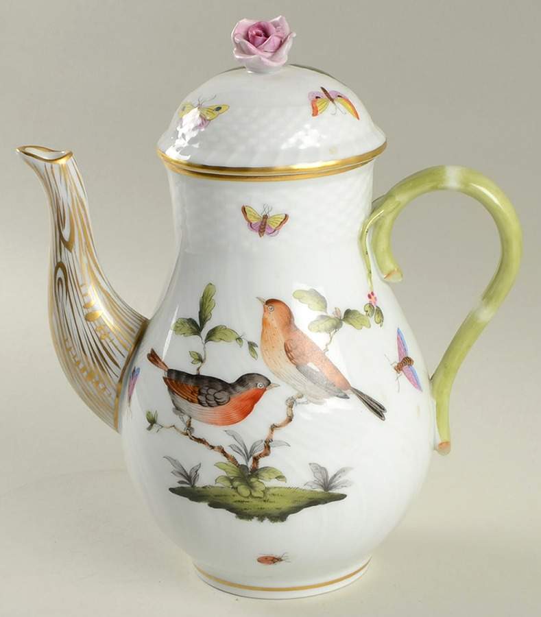 Rothschild Bird (RO) Small Coffee Pot & Lid by Herend-1