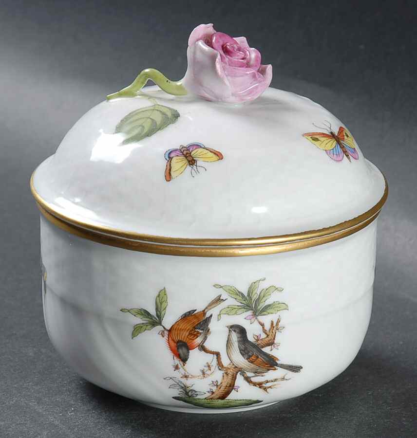 Rothschild Bird (RO) Mini Sugar Bowl & Lid by Herend-1