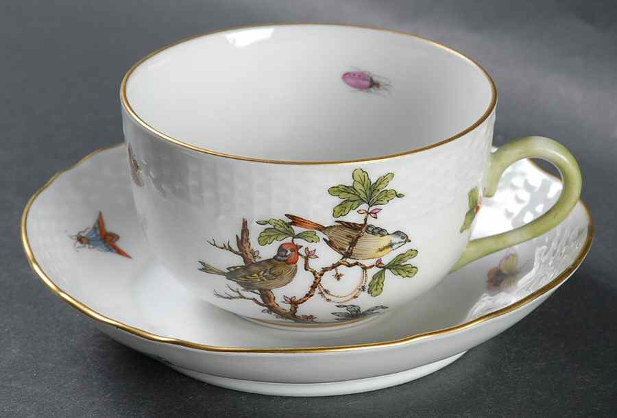 Rothschild Bird (RO) Flat Cup & Saucer Set by Herend-1