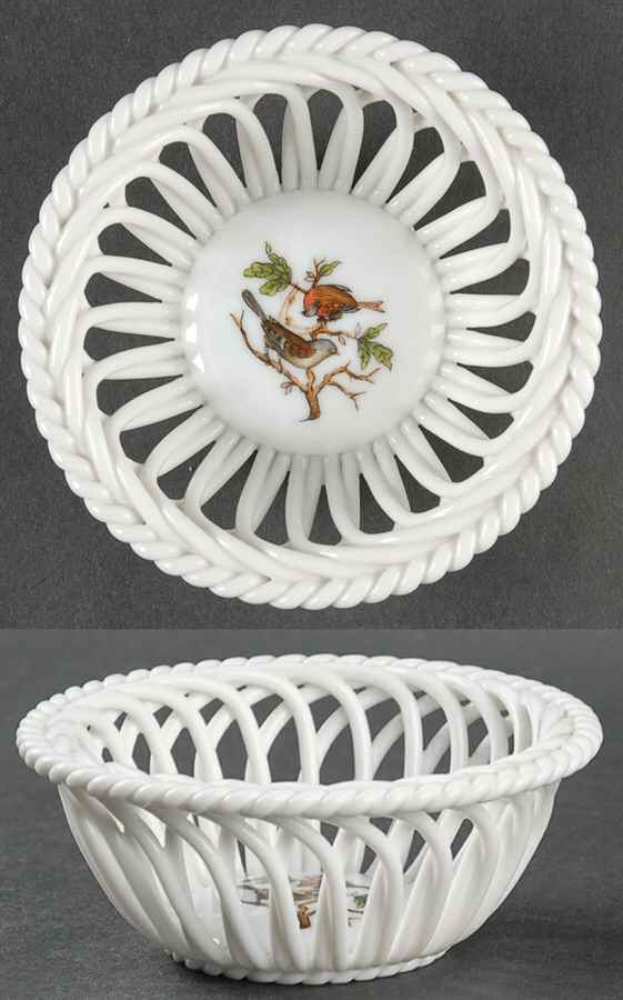 Rothschild Bird (RO) 3" Round Open Weave Basket by Herend-1