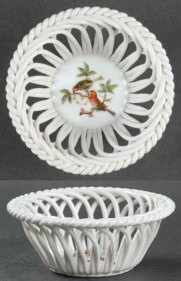 Rothschild Bird (RO) 3" Round Open Weave Basket by Herend-1
