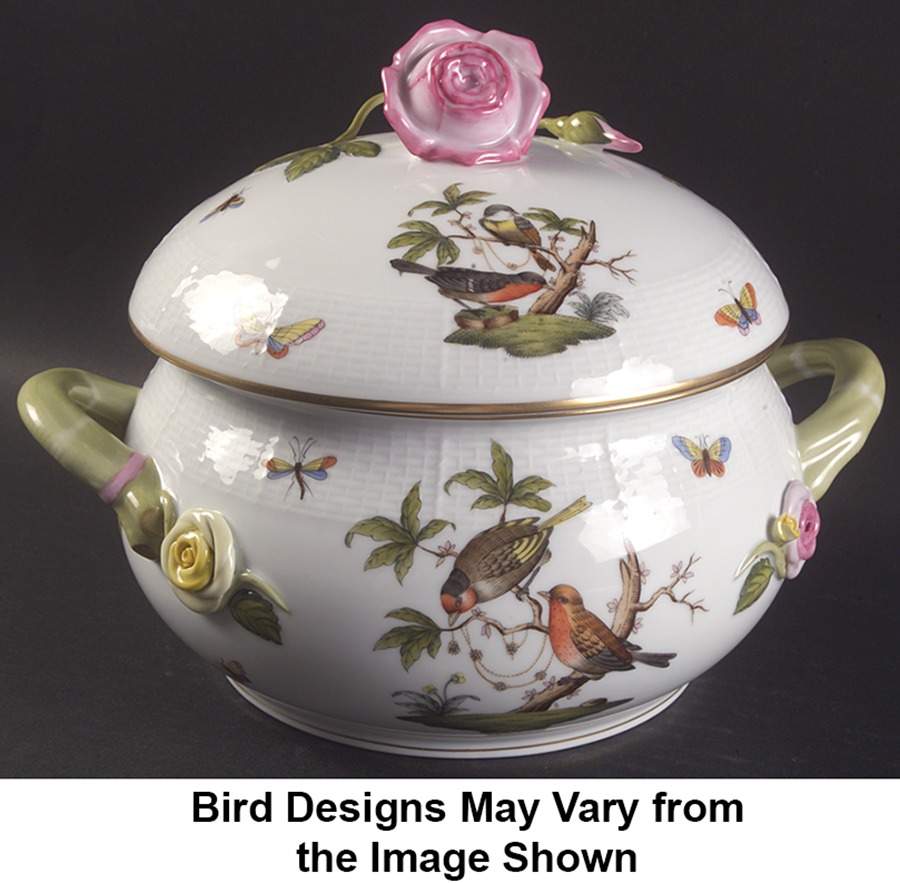 Rothschild Bird (RO) Bean Pot & Lid by Herend-1