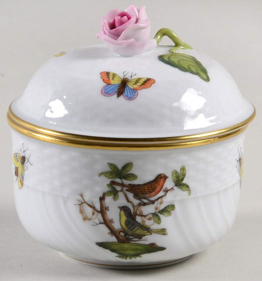 Rothschild Bird (RO) Mini Sugar Bowl & Lid by Herend-1