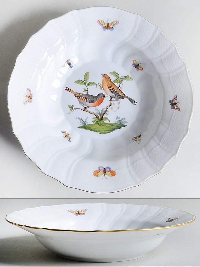 Rothschild Bird (RO) Large Rim Soup Bowl by Herend-1
