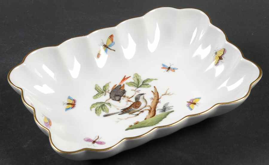 Rothschild Bird (RO) 7" Rectangular Nut Dish by Herend-1