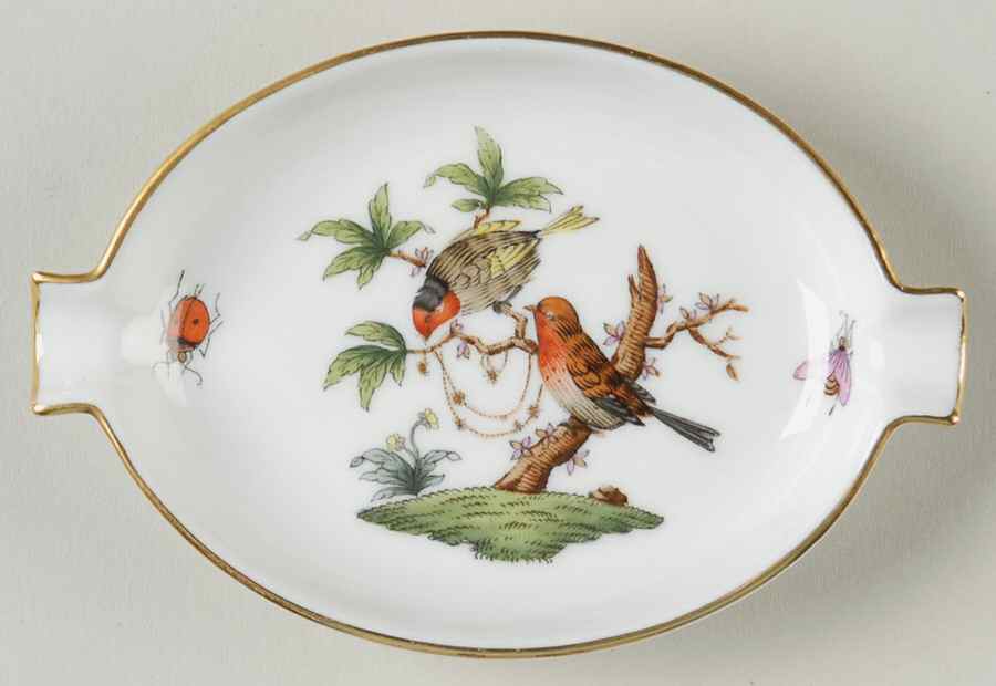 Rothschild Bird (RO) 4" Oval Ashtray with Lips by Herend-1