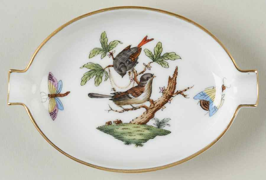 Rothschild Bird (RO) 4" Oval Ashtray with Lips by Herend-1