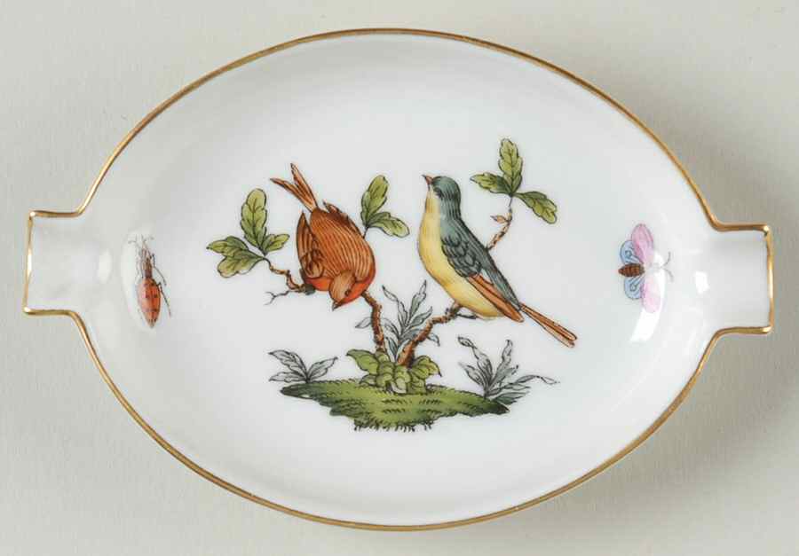 Rothschild Bird (RO) 4" Oval Ashtray with Lips by Herend-1