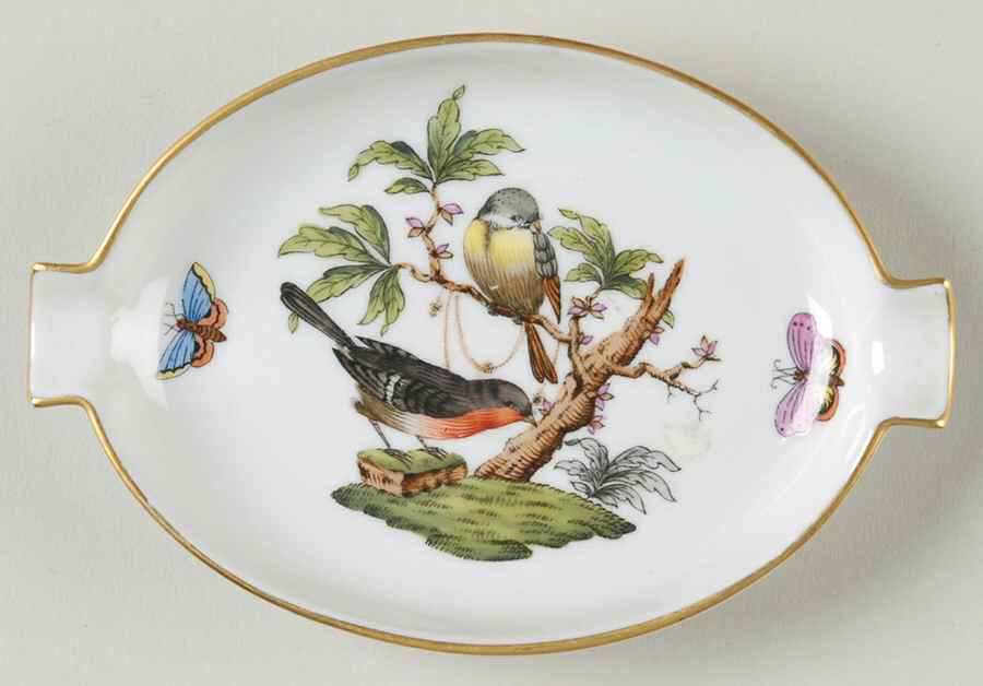 Rothschild Bird (RO) 5" Oval Ashtray with Lips by Herend-1