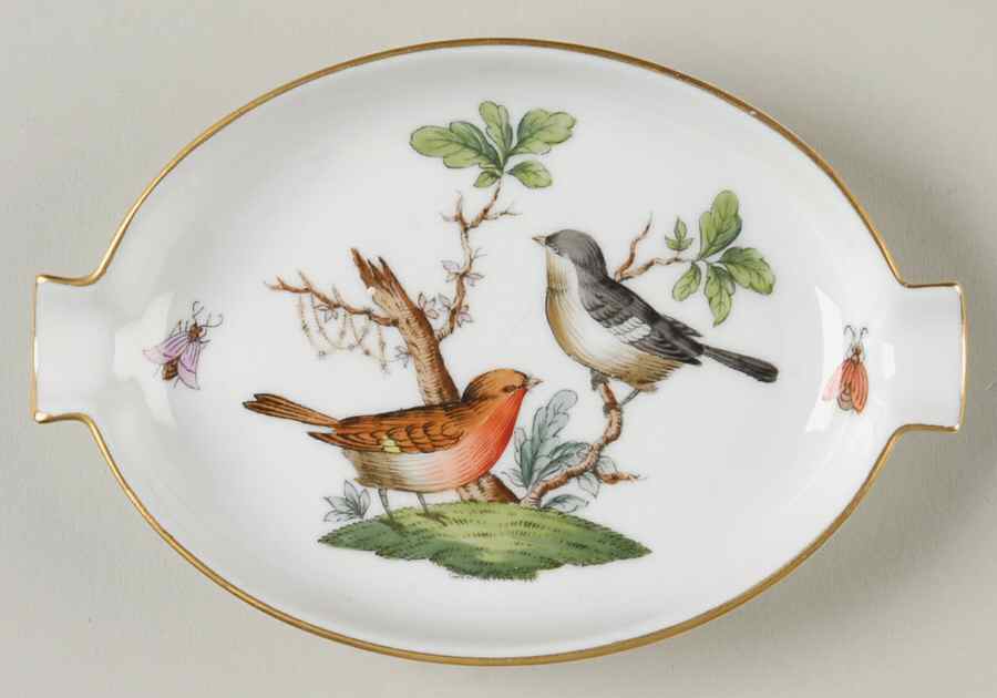 Rothschild Bird (RO) 5" Oval Ashtray with Lips by Herend-1