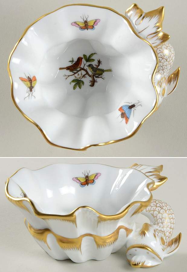 Rothschild Bird (RO) Master Salt Dip w/Dolphin by Herend-1
