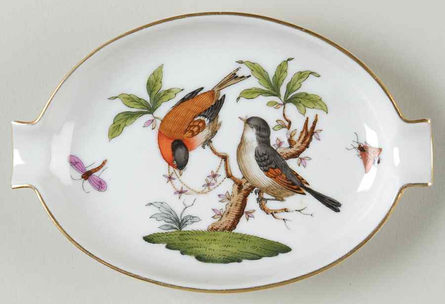 Rothschild Bird (RO) 5" Oval Ashtray with Lips by Herend-1