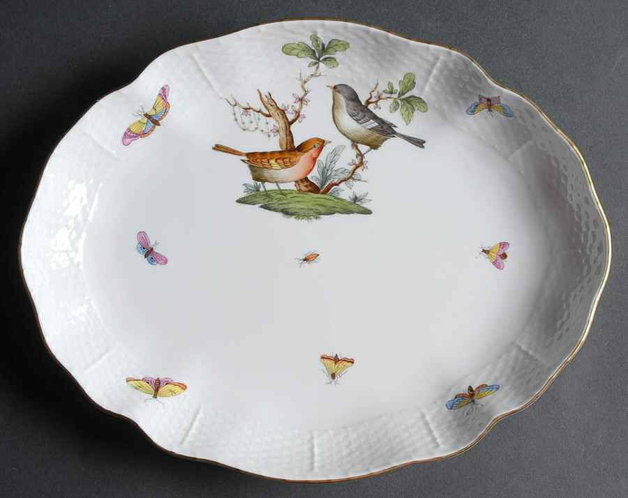 Rothschild Bird (RO) 10" Oval Dish by Herend-1