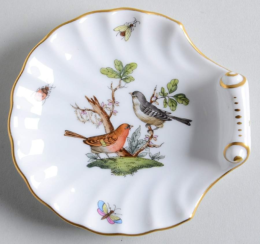 Rothschild Bird (RO) 4" Shell Shaped Dish by Herend-1